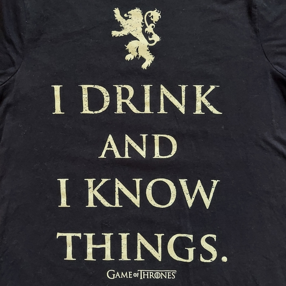 Game of Thrones Tee Medium Tyrion Lannister GOT T-shirt I Drink and Know Things